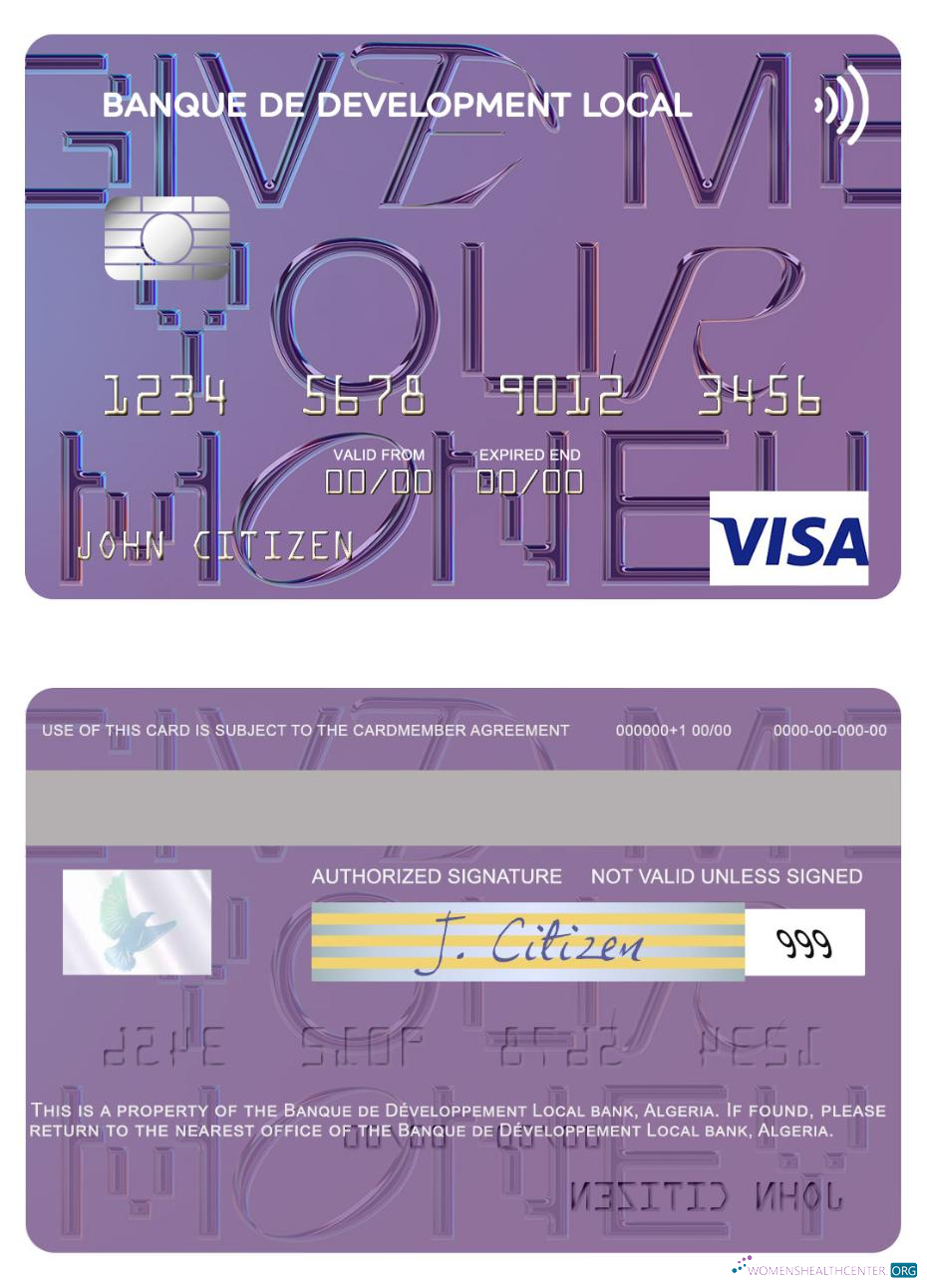 Download Algeria Banque de Développement Local visa card Photoshop template
